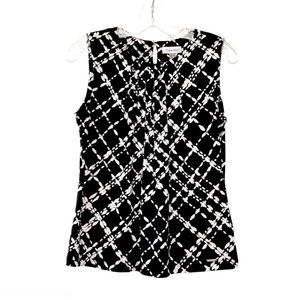 Calvin Klein Sleeveless Blouse, Black and White Print, MP